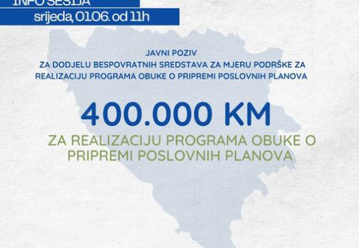 Sutra putem Facebook stranice možete saznati ifnormacije vezane za dodjelu bespovratnih sredstava: do 40.000 KM po prijavi