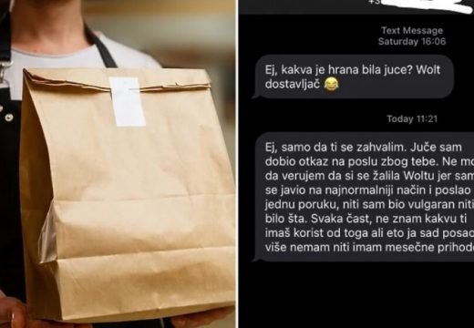 Dostavljač iz Srbije otpušten nakon što je poslao poruku djevojci kojoj je donio hranu