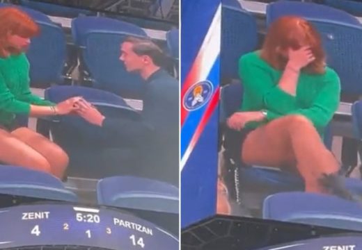 Neuspjela prosidba na meču Partizana, djevojka se hvatala za glavu (Video)