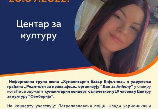 Bijeljina: Humanitarni bazar i koncert za Anđelu Tanacković