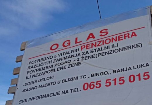 Potrebno 5 vitalnih penzionera za rad