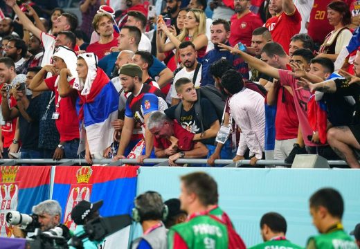 Pogledajte sukob srpskih i albanskih navijača u Kataru (VIDEO)