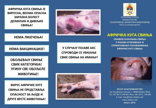 Na snazi provođenje mjera suzbijanja i sprečavanja širenja bolesti u zaraženom i ugoženom području