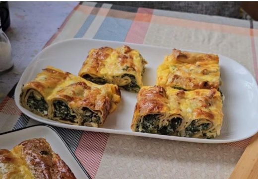 Palačinke sa sirom i spanaćem zapečene u rerni