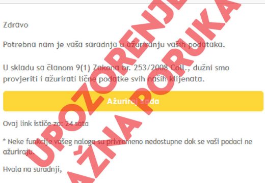Oprez:Nova Banka upozorava na pokušaj prevare putem lažnih imejl poruka