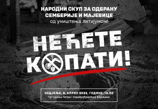 Narodni protest 6. aprila: Semberija neće biti uništena litijumom