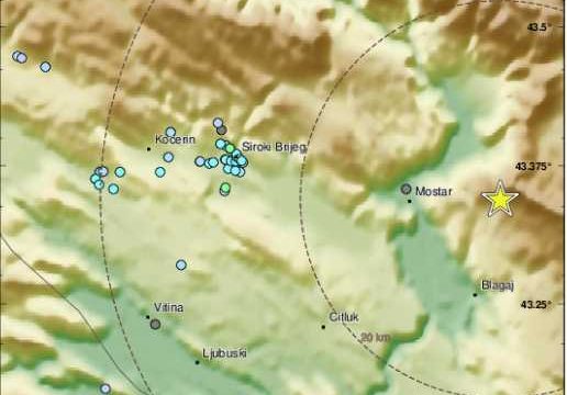 Tesla se Hercegovina: Registrovan zemljotres kod Mostara   