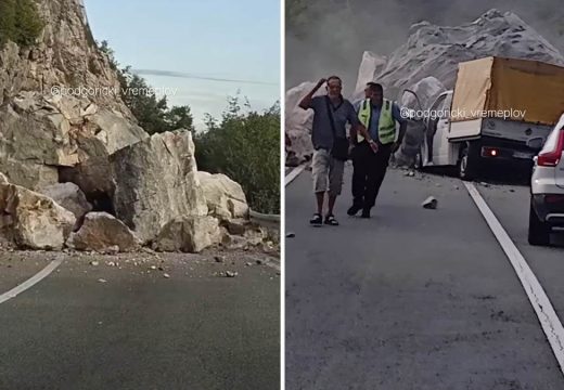 Veliki odron na putu Budva-Cetinje: Ogromne stijene prekrile kolovoz, obustavljen saobraćaj (Video)