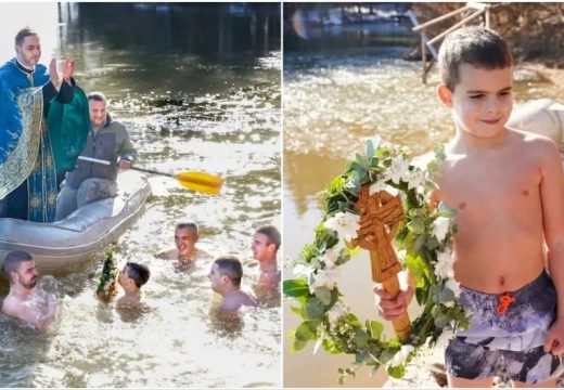 Bogojavljenje: Mali Vuk (7) u zaleđenom jezeru stigao prvi do krsta