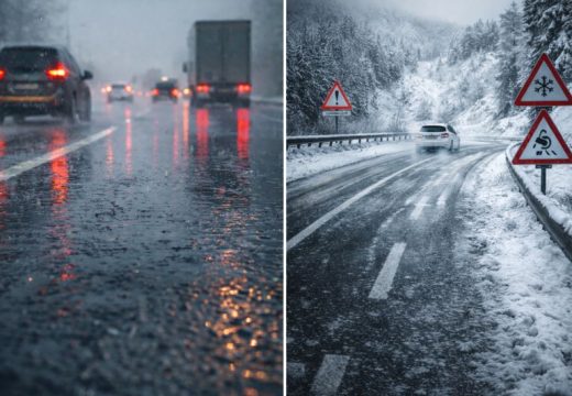 AMSRS: Mokri i klizavi kolovozi na većini putnih pravaca, poledica u višim predjelima