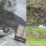 Teška nesreća u BiH: Automobil završio na krovu, saobraćaj otežan