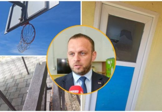 Vandalizam u školskom dvorištu u Dvorovima: Polomljeni koševi i razbijeno staklo