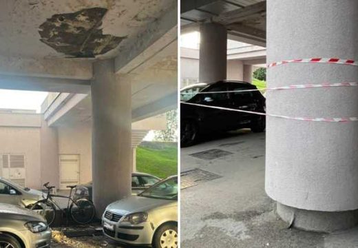 Banjaluka: Urušio se plafon na parkingu UKC RS- Jedan automobil oštećen (Foto)