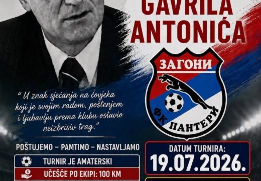BIJELJINA: Memorijalni turnir u čast Gavrila Antonića 19. jula u Srednjim Zagonima