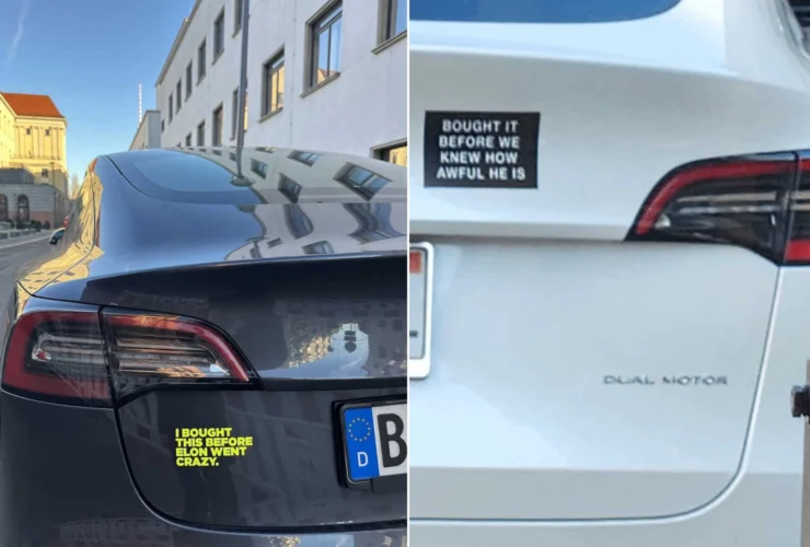 Adesivi contro Elon Musk su Tesla: segno di protesta creativa