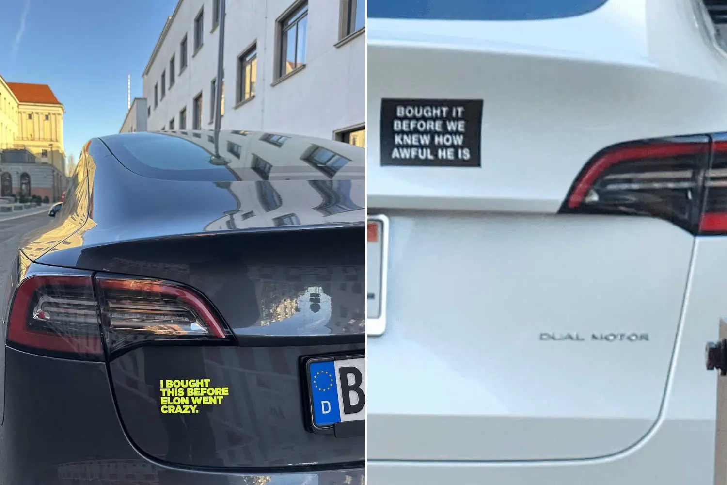 Adesivi contro Elon Musk su Tesla: segno di protesta creativa