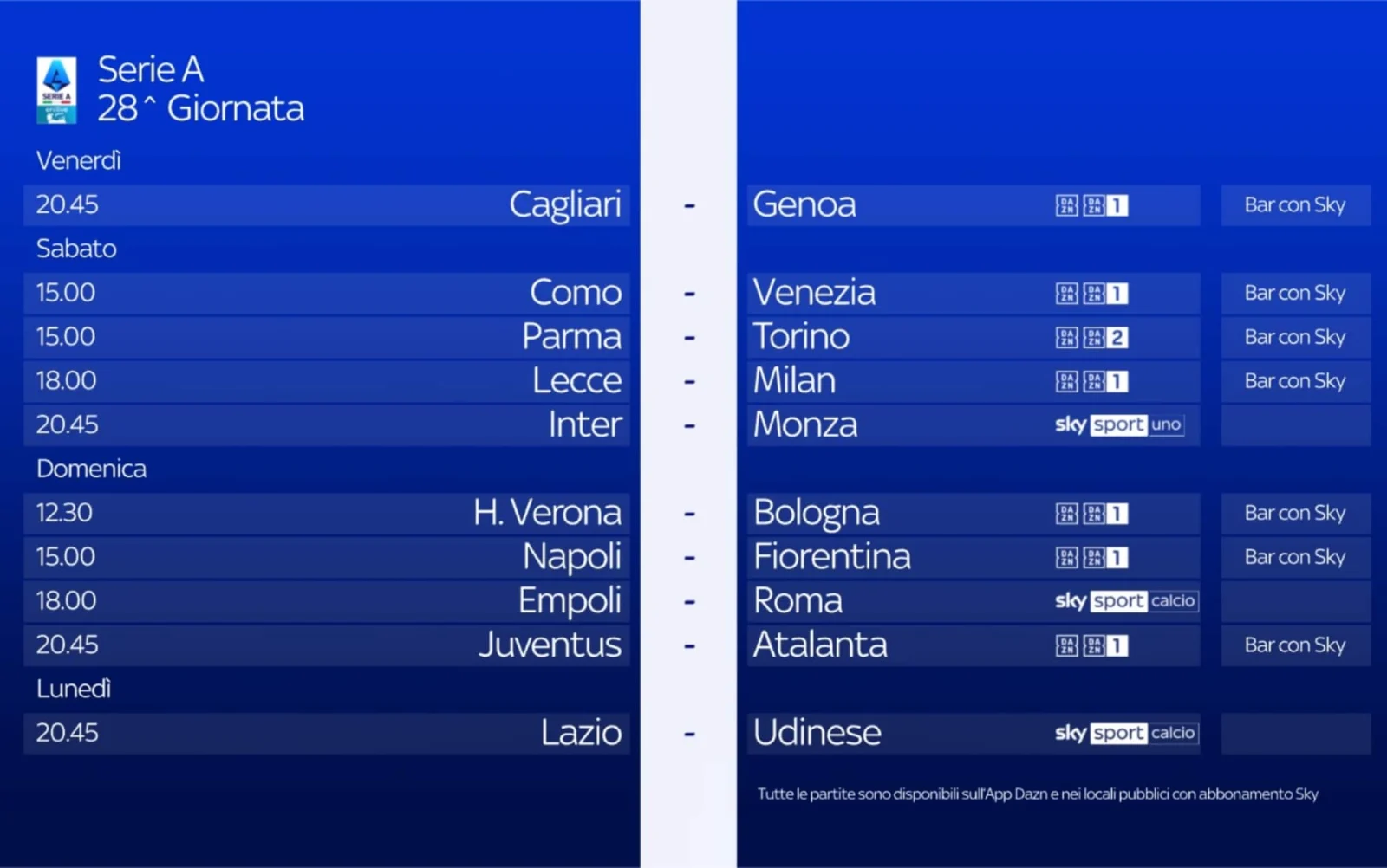 Lazio e Udinese: come e quando seguire la partita in tv