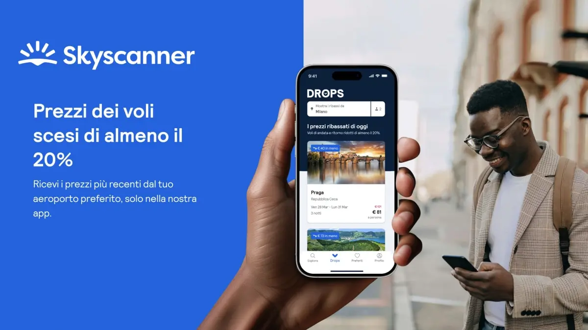 Skyscanner lancia i DROPS: vola risparmiando il 20% minimo