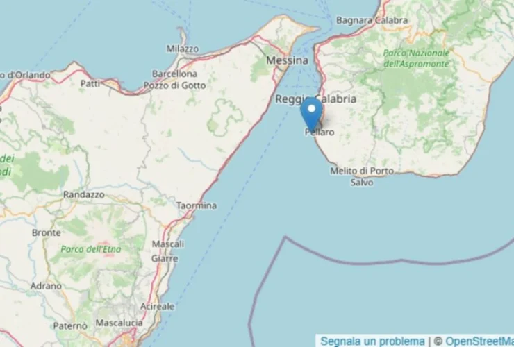 Terremoto di magnitudo 3.4 nello Stretto di Messina avvertito a Reggio Calabria