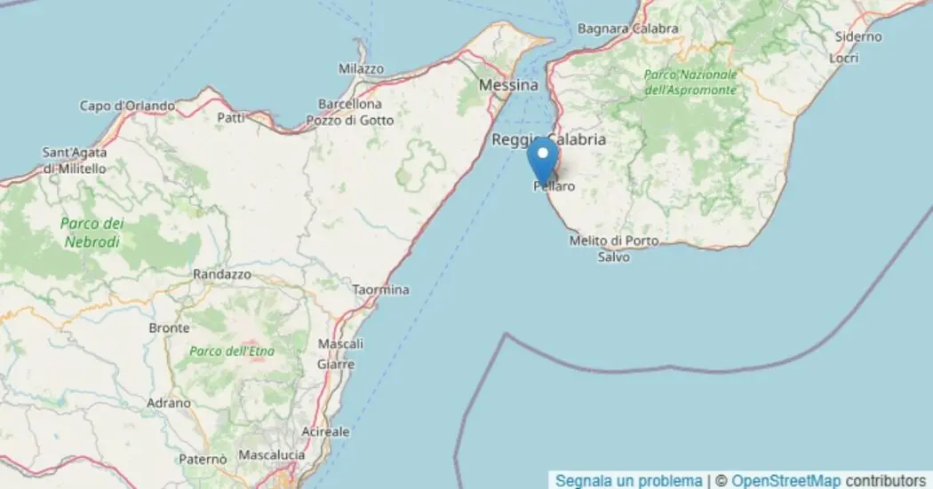 Terremoto di magnitudo 3.4 nello Stretto di Messina avvertito a Reggio Calabria