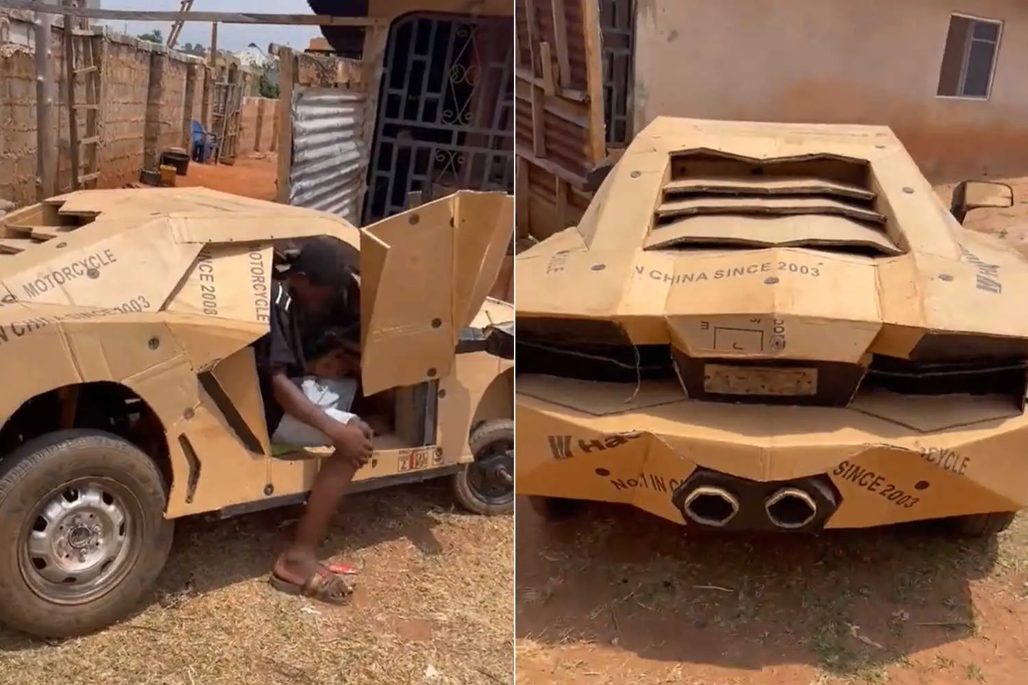 Un giovane nigeriano costruisce una Lamborghini da materiali riciclati