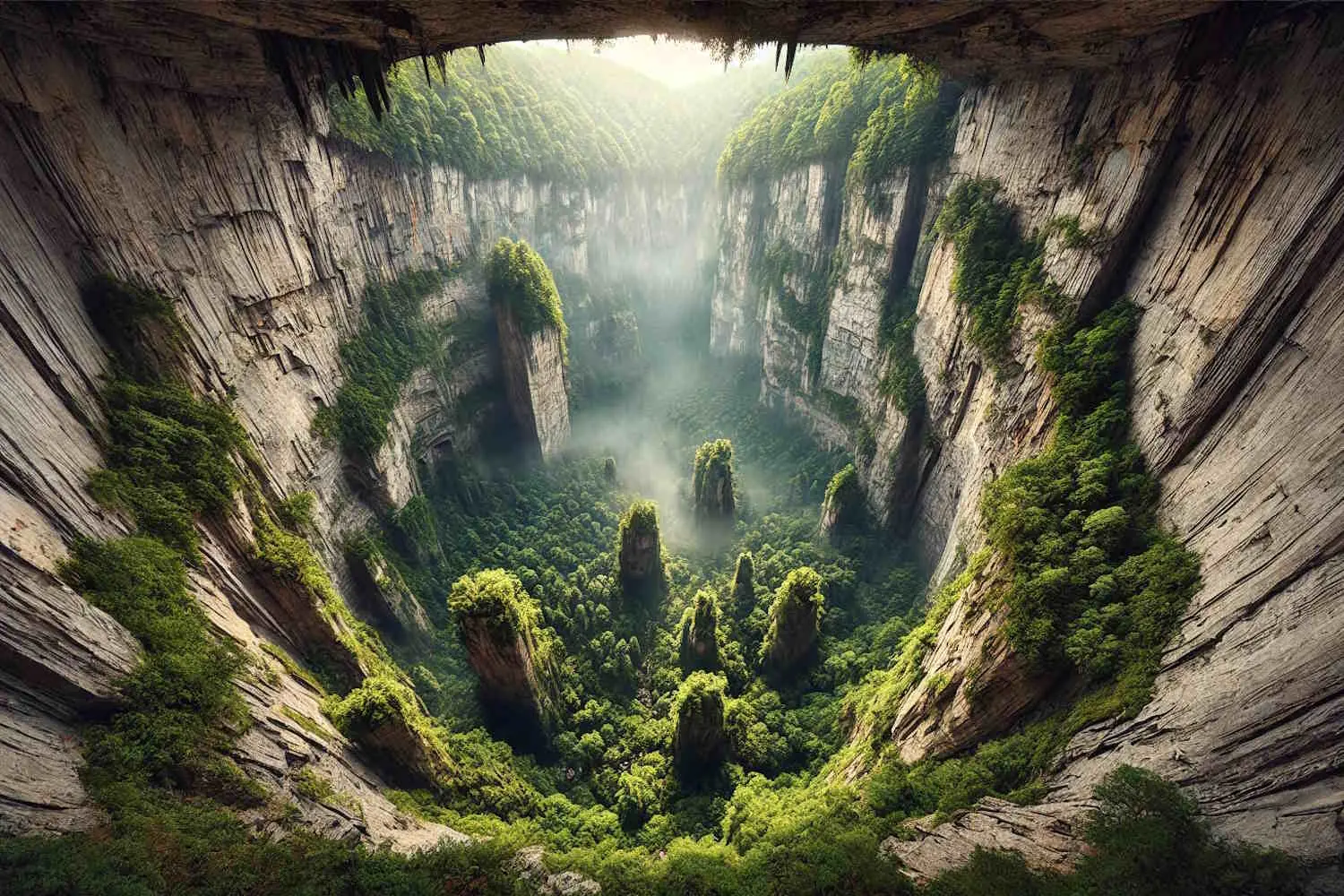 Una voragine incredibile che nasconde una foresta primordiale