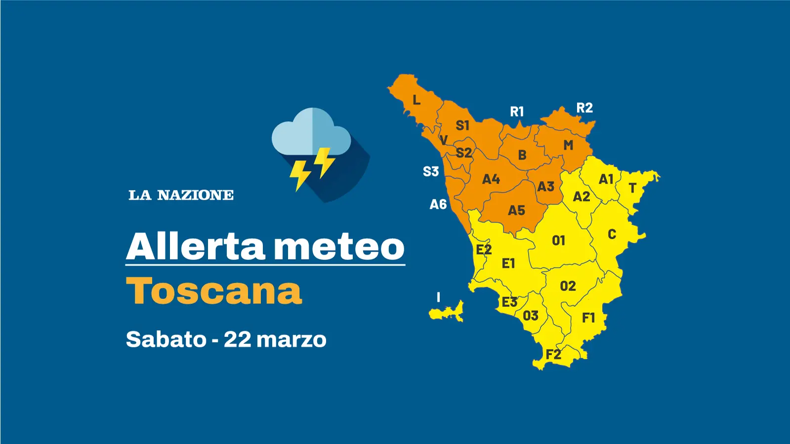 Allerta arancione in Toscana per nubifragi e chiusura delle scuole