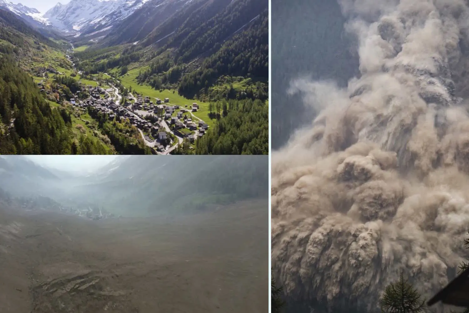 Il crollo impressionante di un ghiacciaio svizzero su un villaggio evacuato