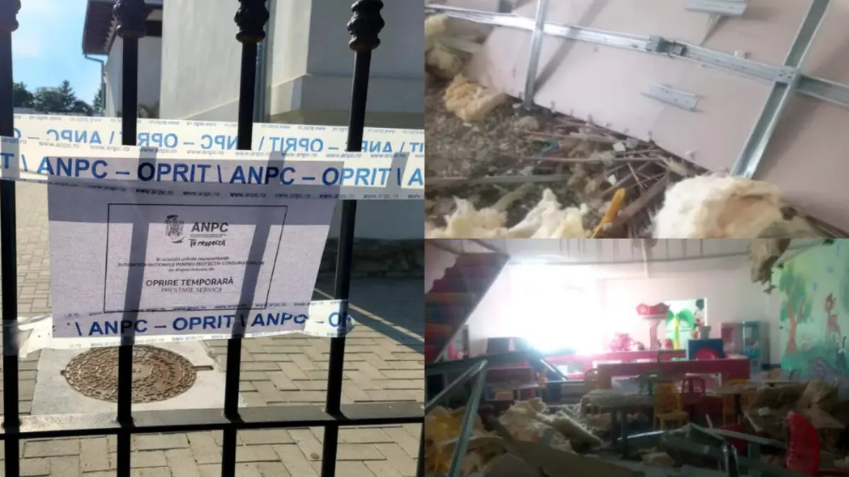 Primele imagini cu locul de joacă prăbușit sub tavan: indignare